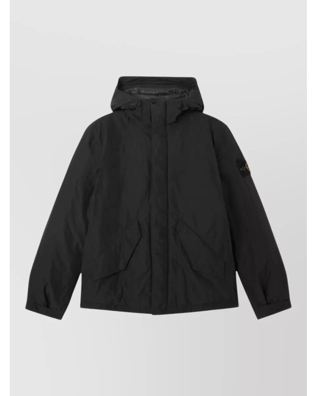 Stone Island Black Hooded Down Parka for men