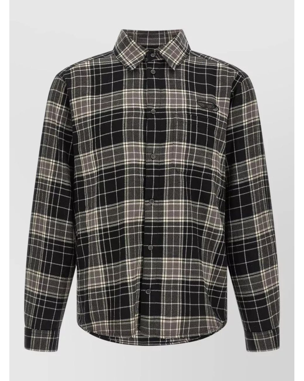 DIESEL Gray Checked Cotton Long-Sleeve Shirt for men