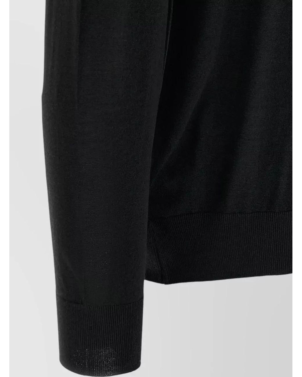 Kiton Black Wool Long-Sleeve Zip Polo Sweater for men