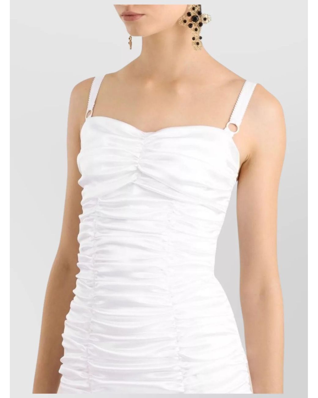 Dolce & Gabbana White Draped Satin Mini Dress