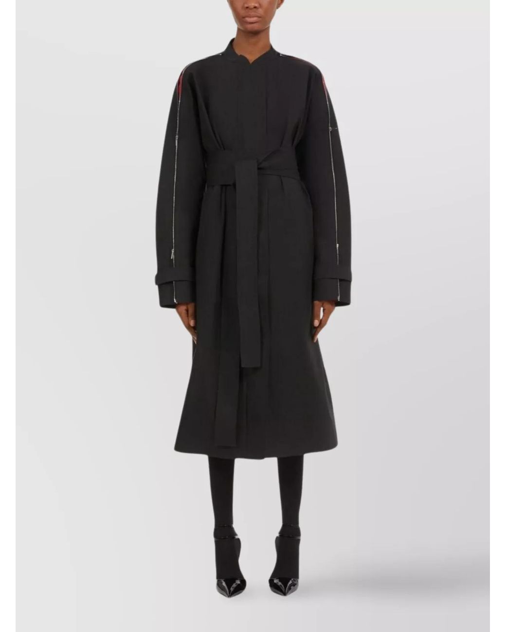Ferragamo Black Waist Belted High Neck Coats