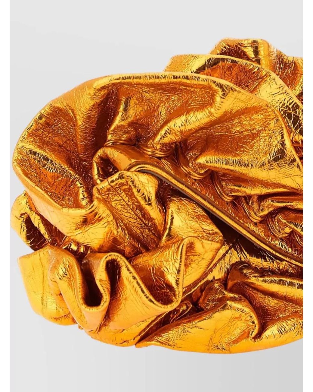 Dries Van Noten Orange Leather Ruffle Clutch Bag
