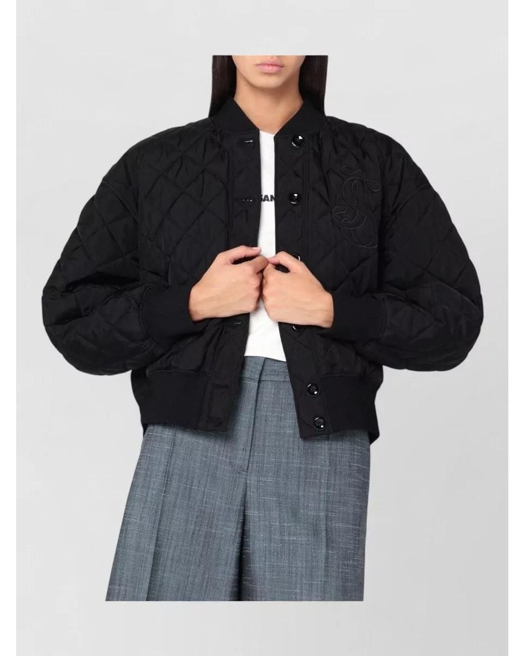 Jil Sander Black Quilted Bomber Jacket