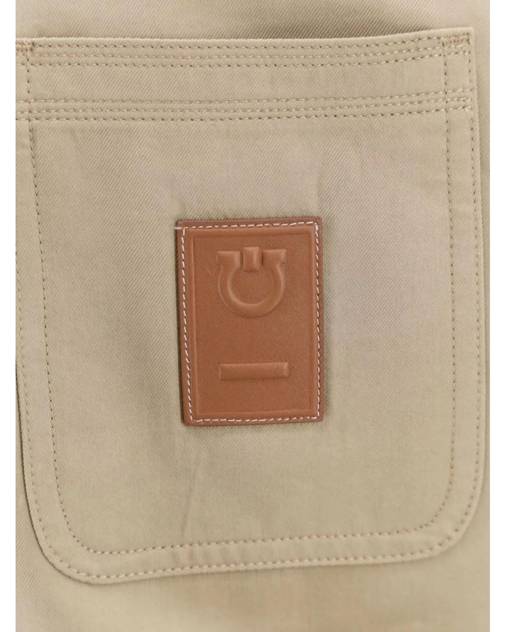 Ferragamo Natural Cotton And Viscose Jacket With Leather Patch for men