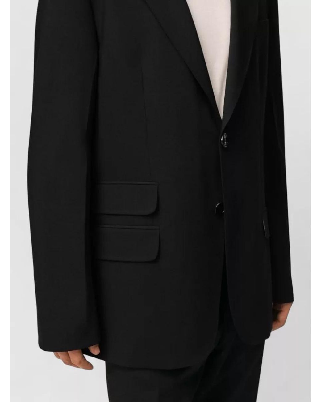 AMI Black Virgin Wool Single-Breasted Blazer for men