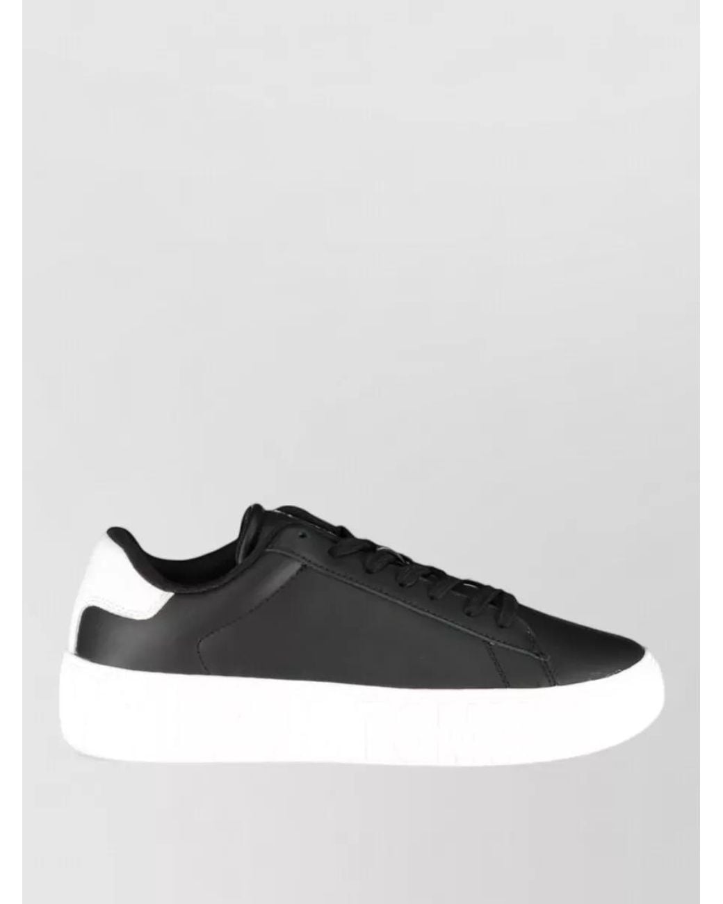 Tommy Hilfiger Black Leather Lace-Up Sneakers for men