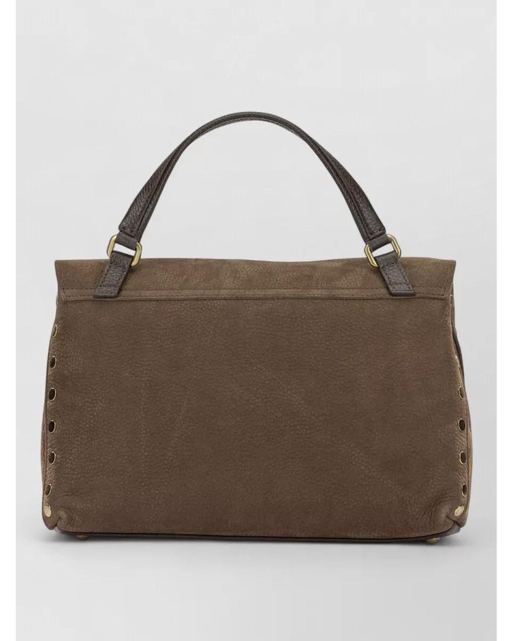 Zanellato Brown Leather Studded Top Handle Shoulder Bag
