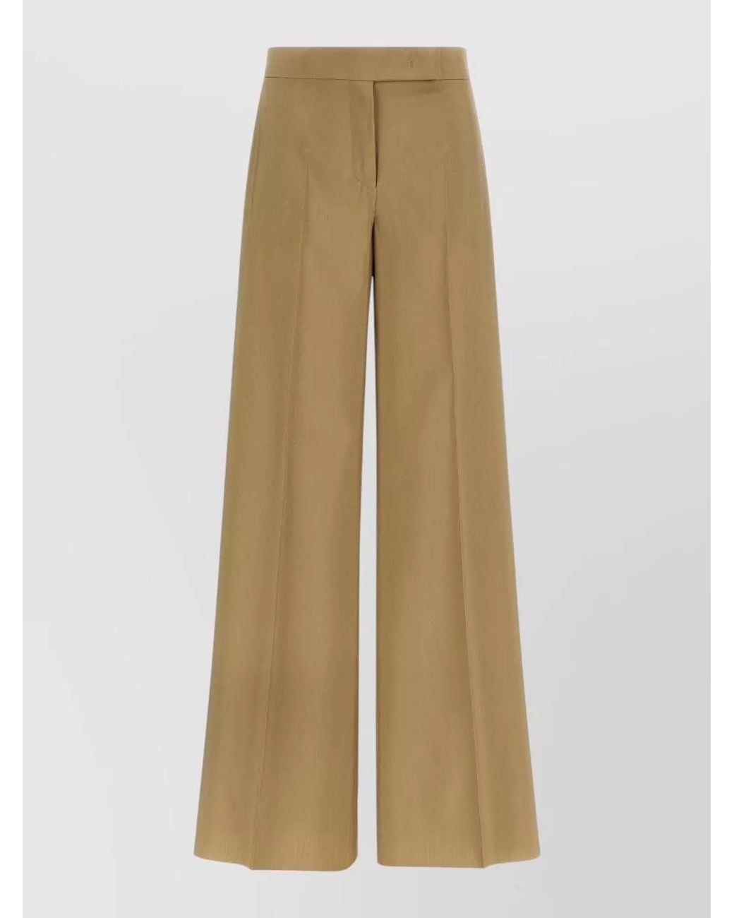 Max Mara Natural Wool Silk High-Rise Wide-Leg Trousers