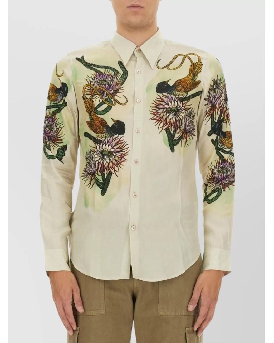 Dries Van Noten Natural Printed Slim-Fit Shirt for men