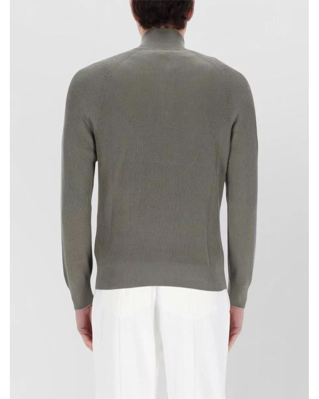 Brunello Cucinelli Gray Cotton Zip Polo Shirt for men