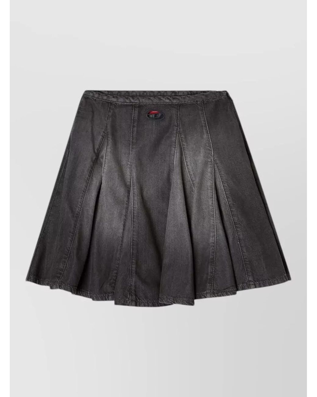 DIESEL Gray Pleated Denim Mini Skirt