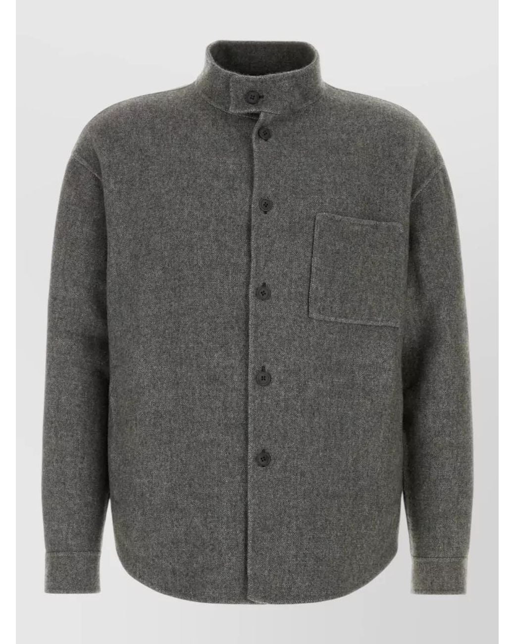 Giorgio Armani Gray Silk Cashmere Overshirt for men