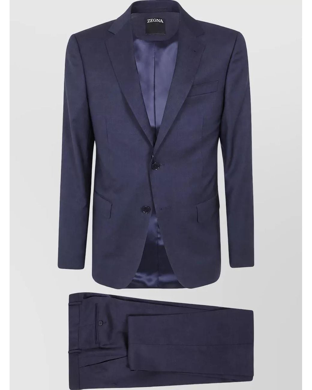 Zegna Blue Single-Breasted Wool Coat for men