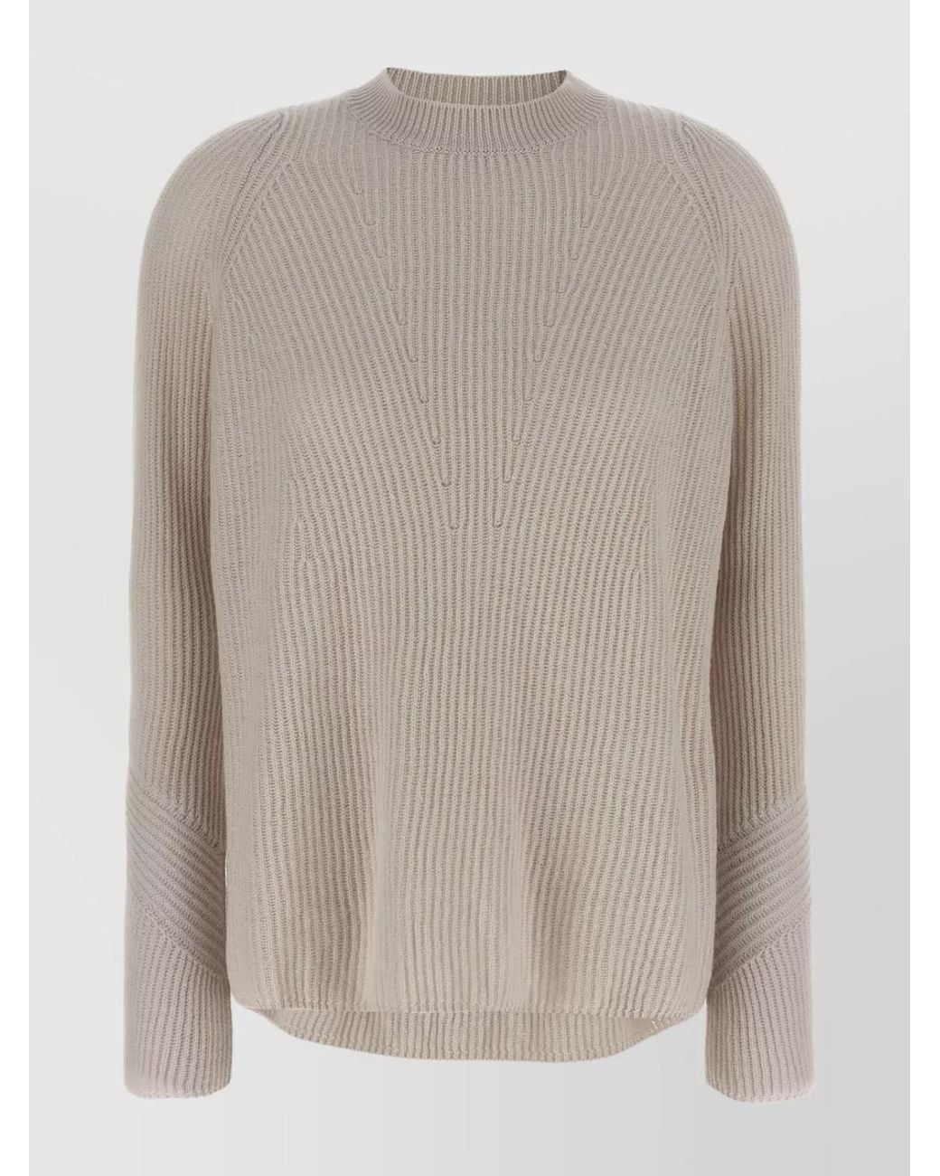 Max Mara Gray Wool Ribbed Crew Neck Sweater