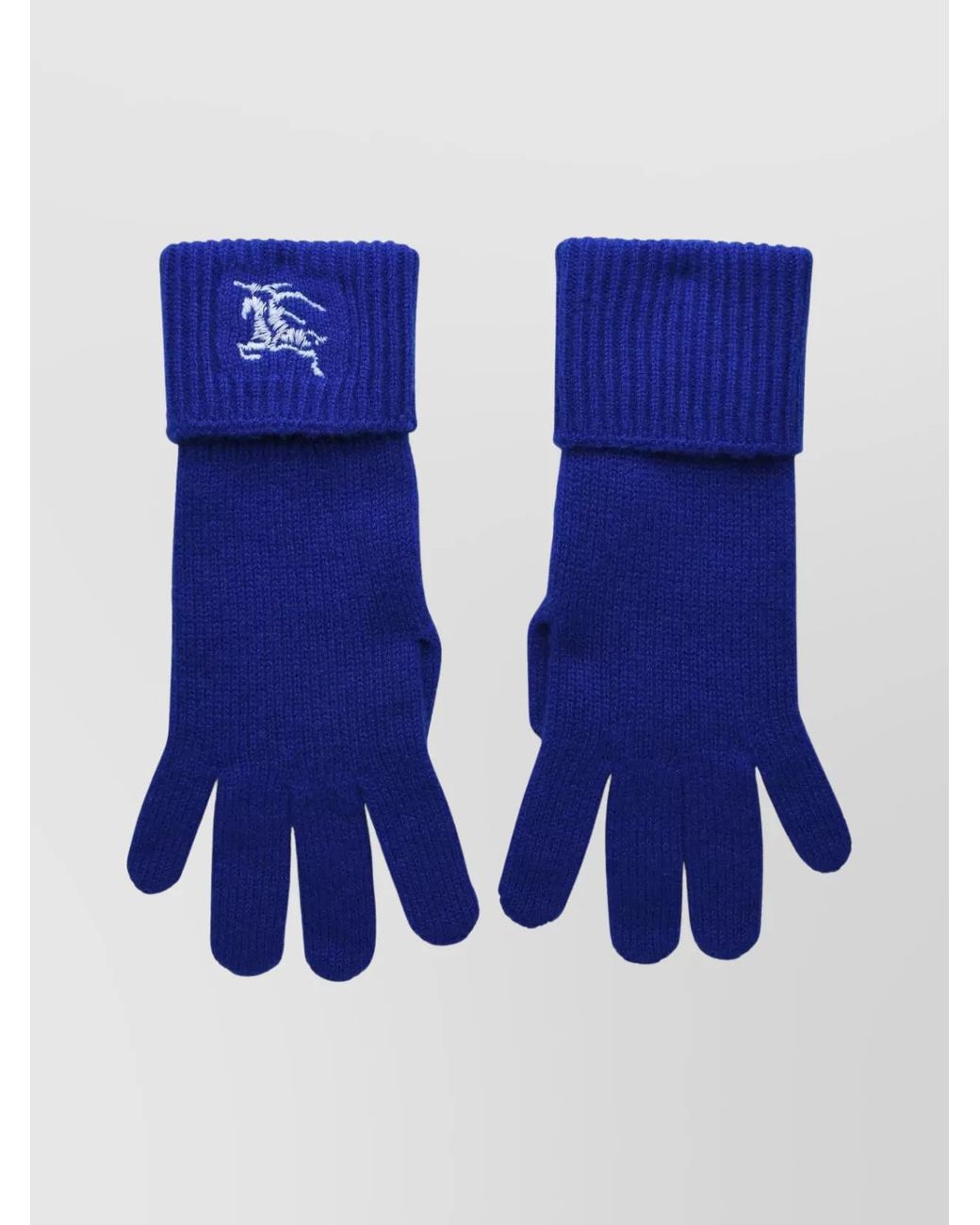 Burberry Blue Ribbed Cashmere-Blend Gloves