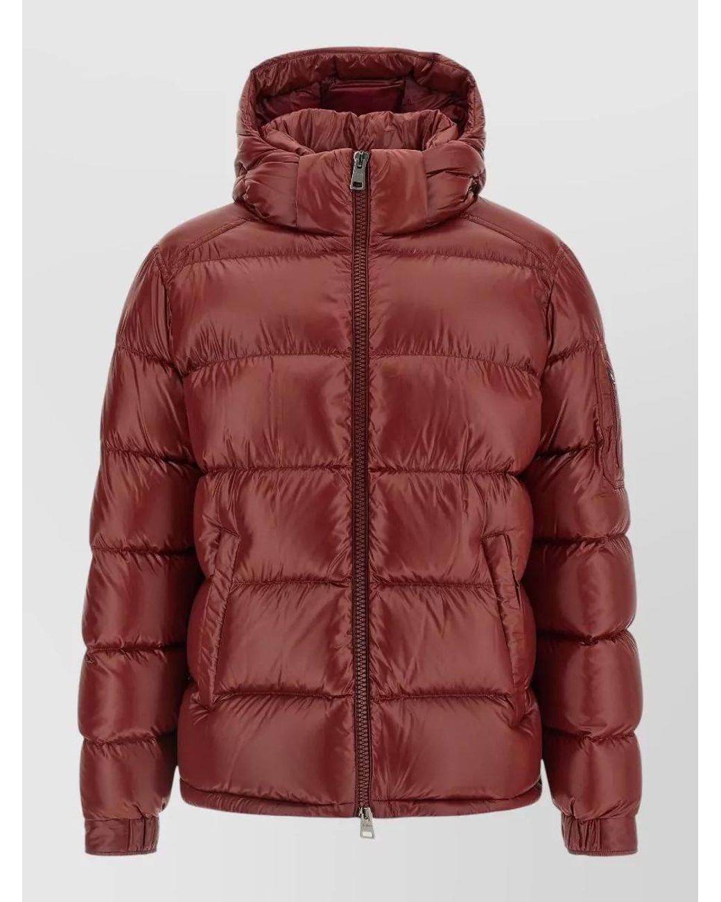 Herno Red Glossy Quilted Down Hooded Puffer Jacket for men
