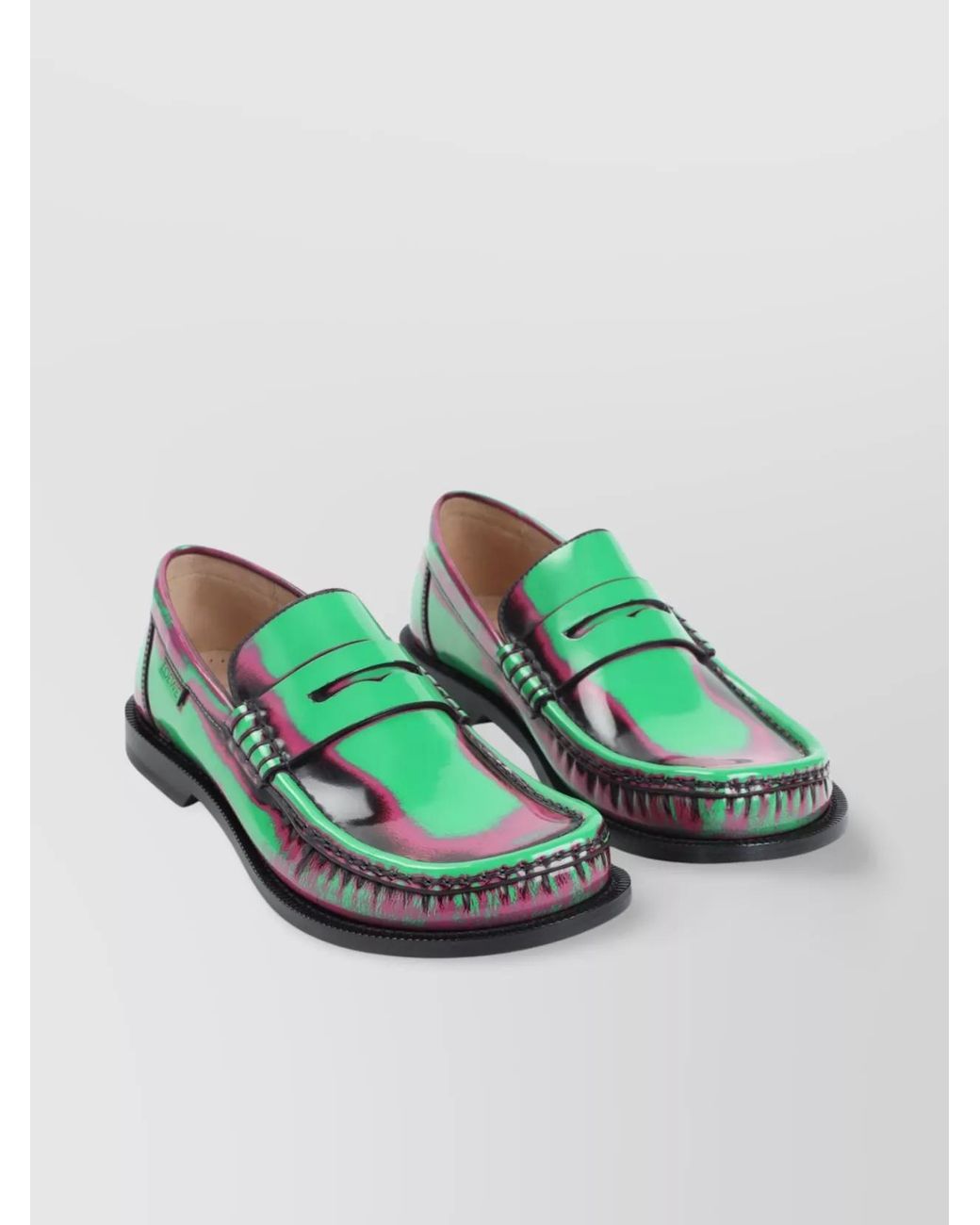 Loewe Green Leather Loafers