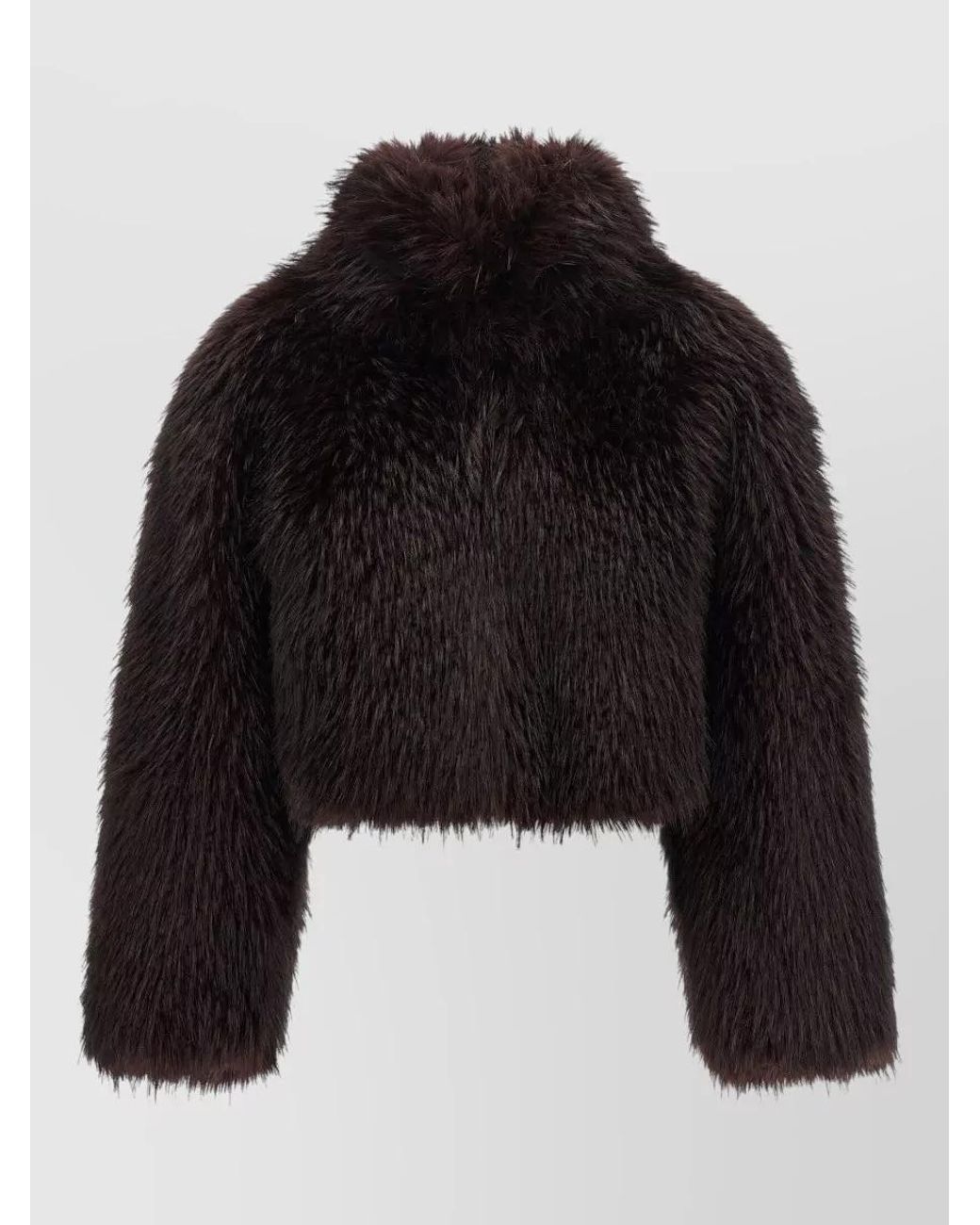 Pinko Black Faux Fur Cropped High Neck Coat