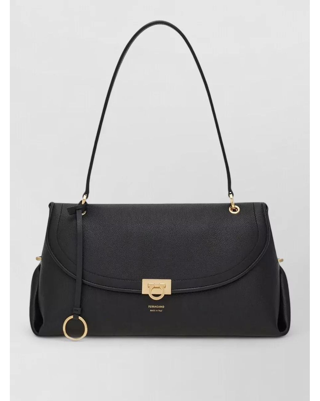 Ferragamo Black Gancini Medium Leather Clutch Bag