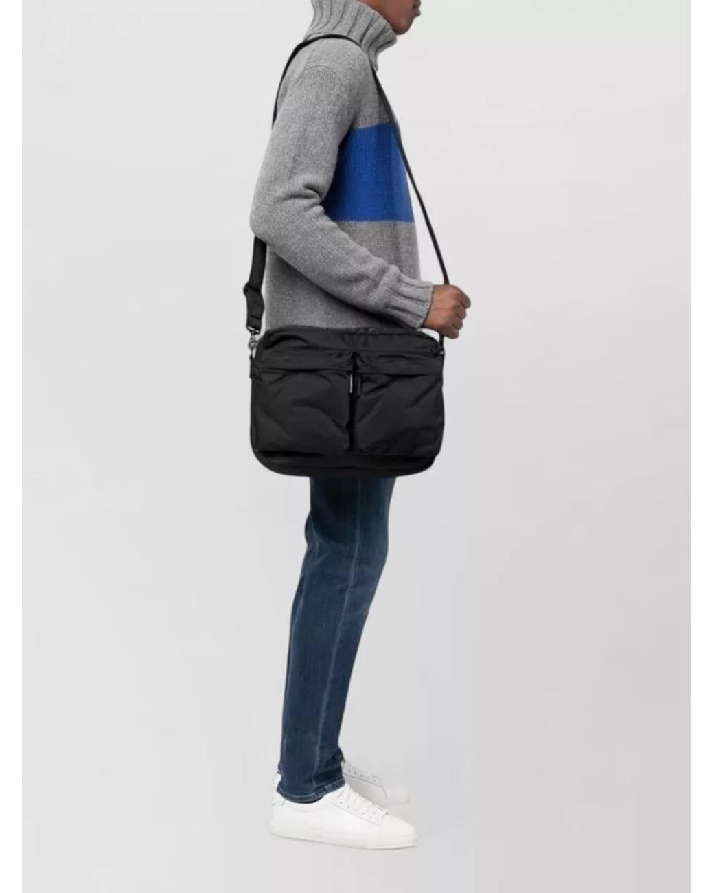 Porter-Yoshida and Co Black Nylon Force Shoulder Bag for men