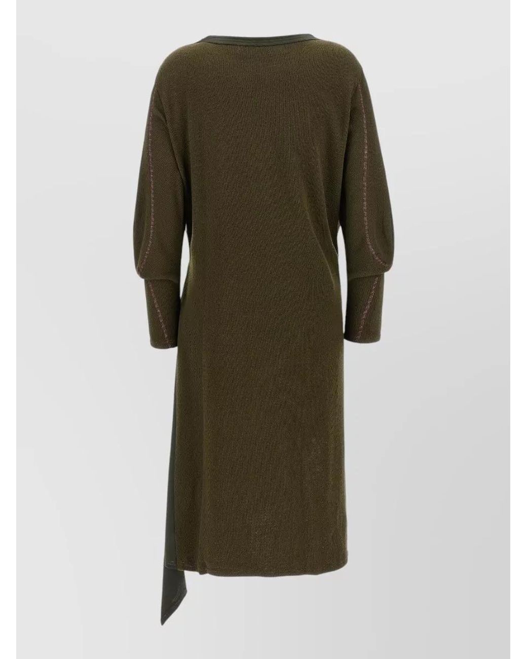 Kiko Kostadinov Green Textured Asymmetric Long-Sleeve Dress