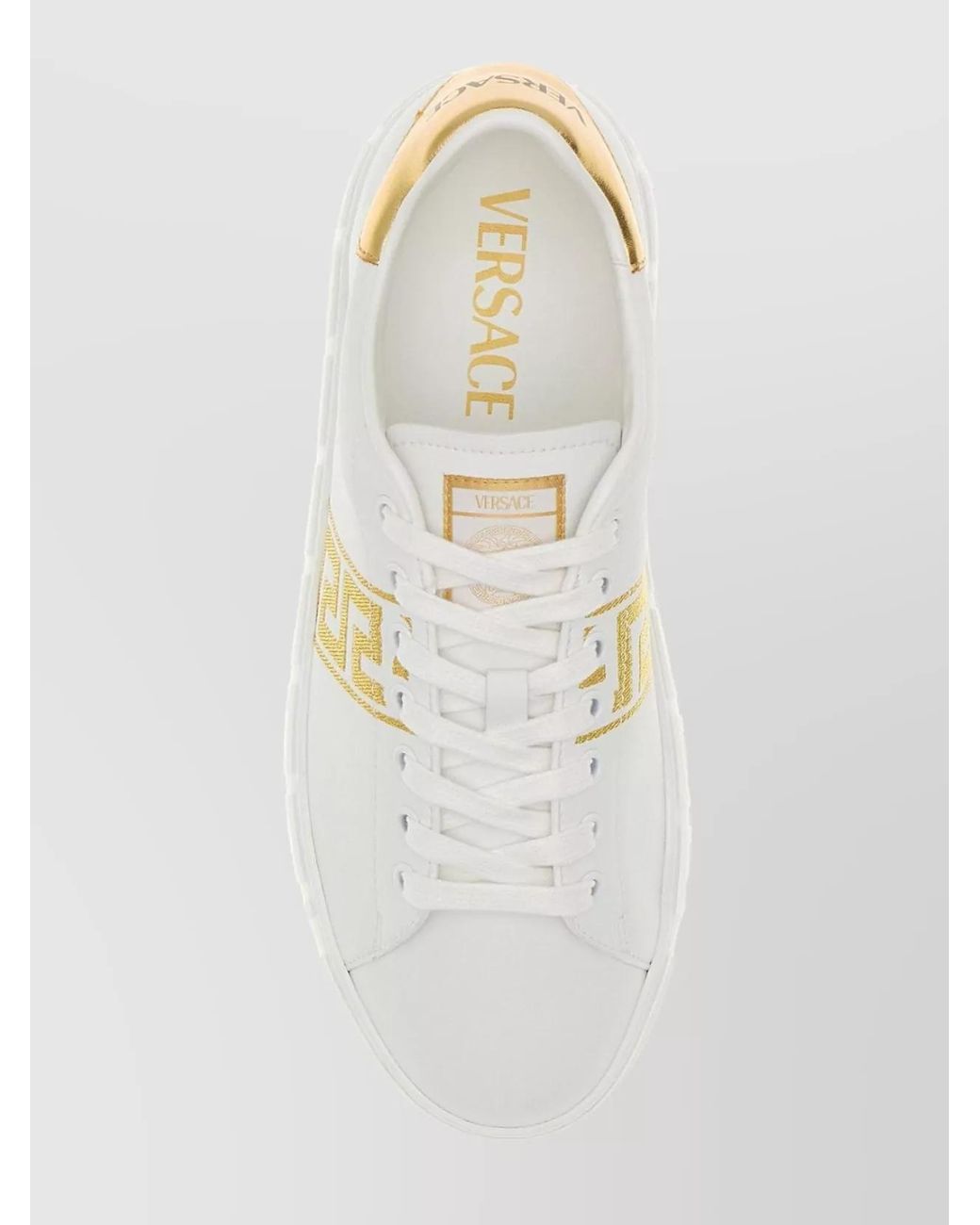 Versace Gray Leather Low-Top Sneakers