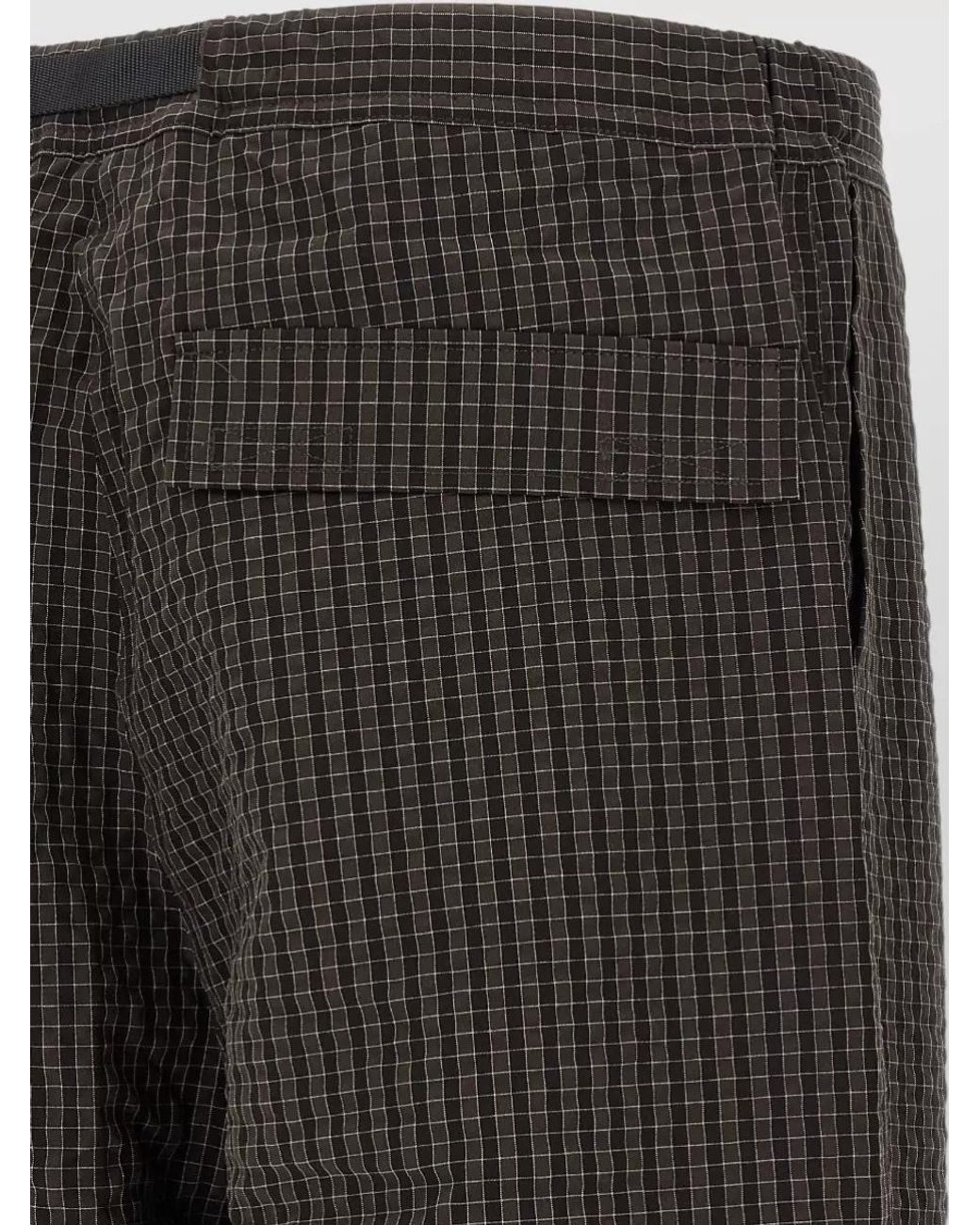 Gramicci Gray Checked Wide-Leg Cargo Shorts for men