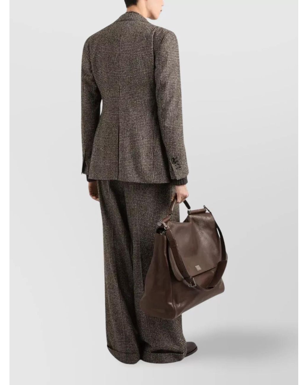 Dolce & Gabbana Brown Alpaca-Blend Prince Of Wales Wide-Leg Pants for men