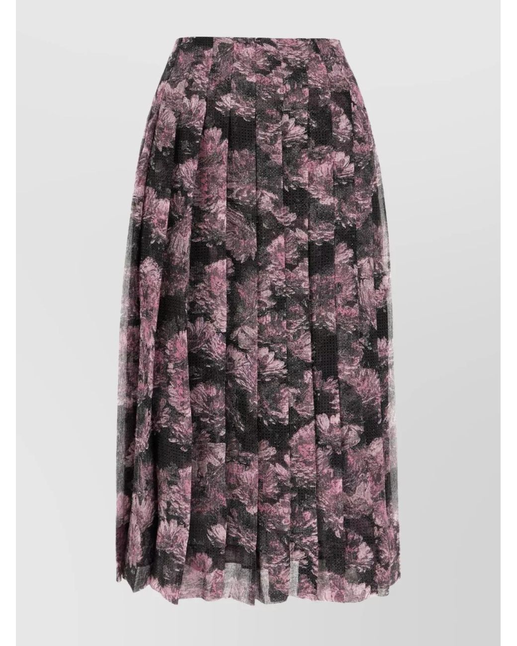 Tory Burch Multicolor Pleated Floral Silk Skirt Midi-Length