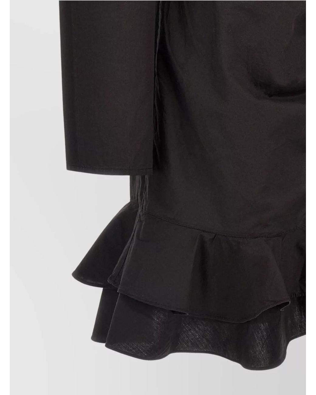 Isabel Marant Black Cotton Draped V-Neck Long-Sleeve Mini Dress