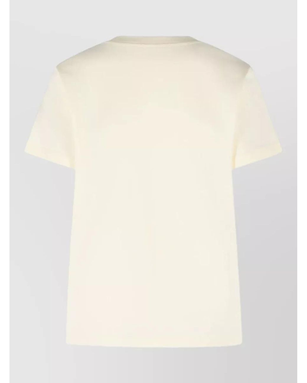 Moncler Natural Cotton Ribbed Crew Neck Logo T-Shirt