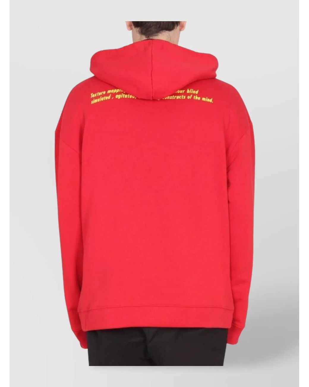 Raf Simons Red Cotton Logo-Print Hoodie for men