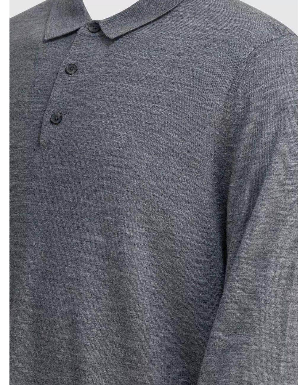 Vince Gray Merino Wool Long-Sleeve Polo Sweater for men