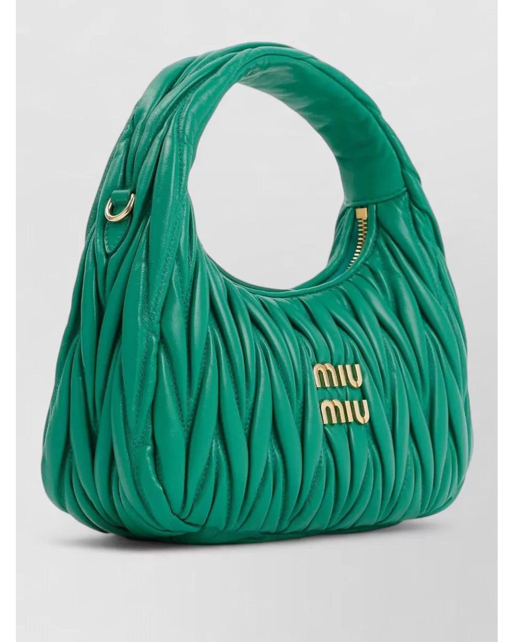 Miu Miu Green Small Matelassé Lamb Leather Shoulder Bag