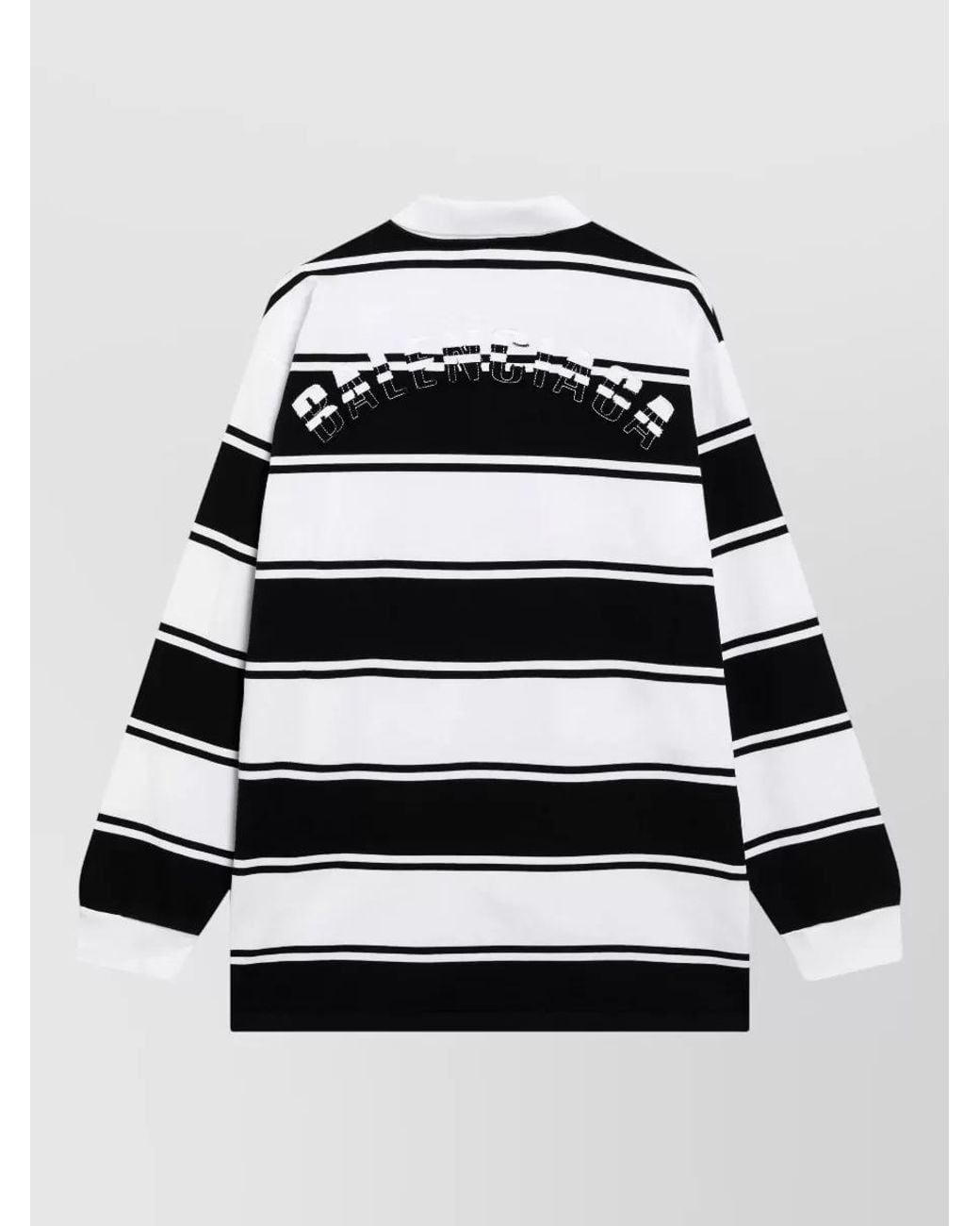 Balenciaga White Striped Long-Sleeve Polo Shirt for men