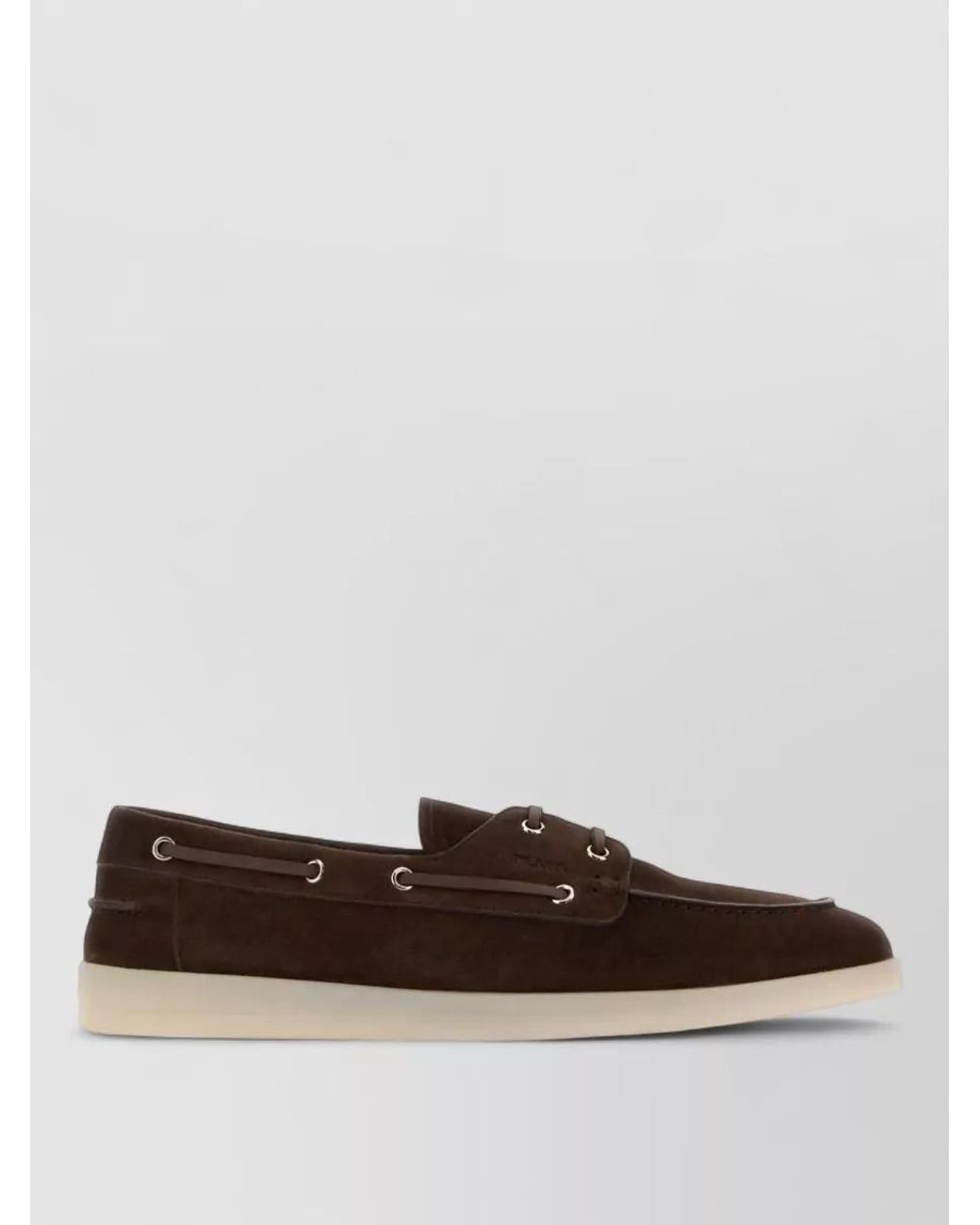 Prada Brown Suede Boat Loafers for men