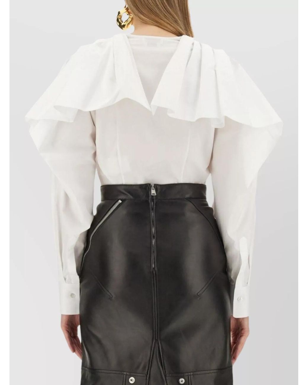 McQueen White Draped Cotton Blouse