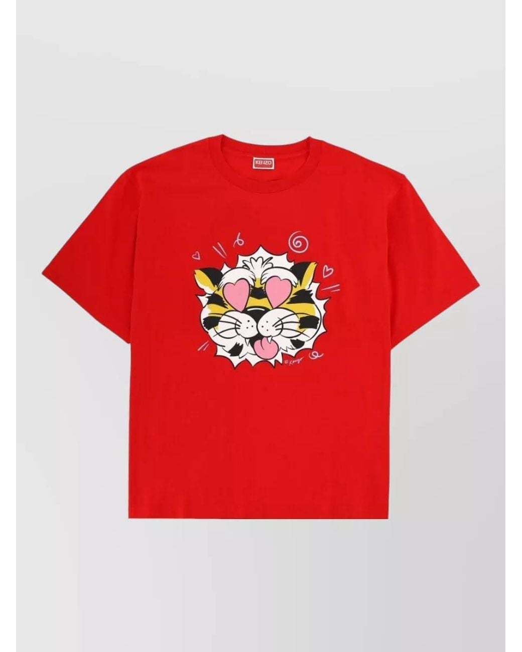 KENZO Red Graphic Cotton Oversized T-Shirt for men
