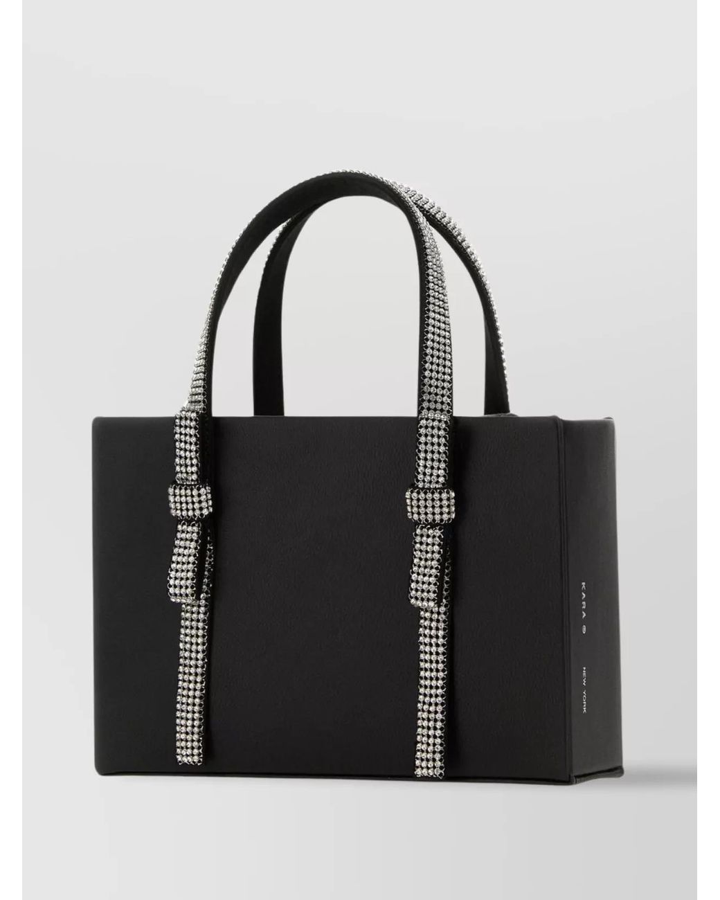 Kara Black Crystal Mesh Lamb Leather Tote Bag