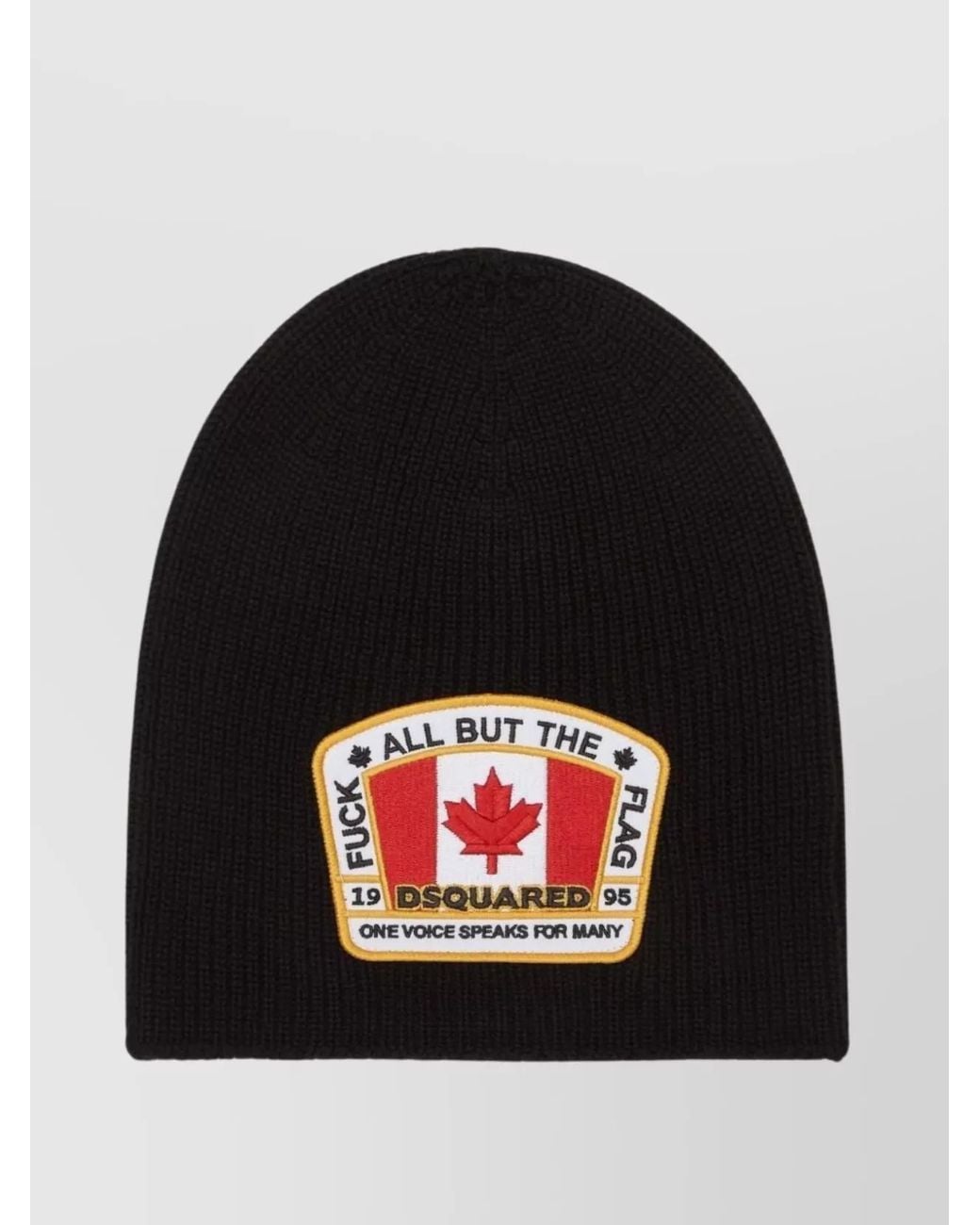DSquared² Black Wool Logo-Patch Beanie for men