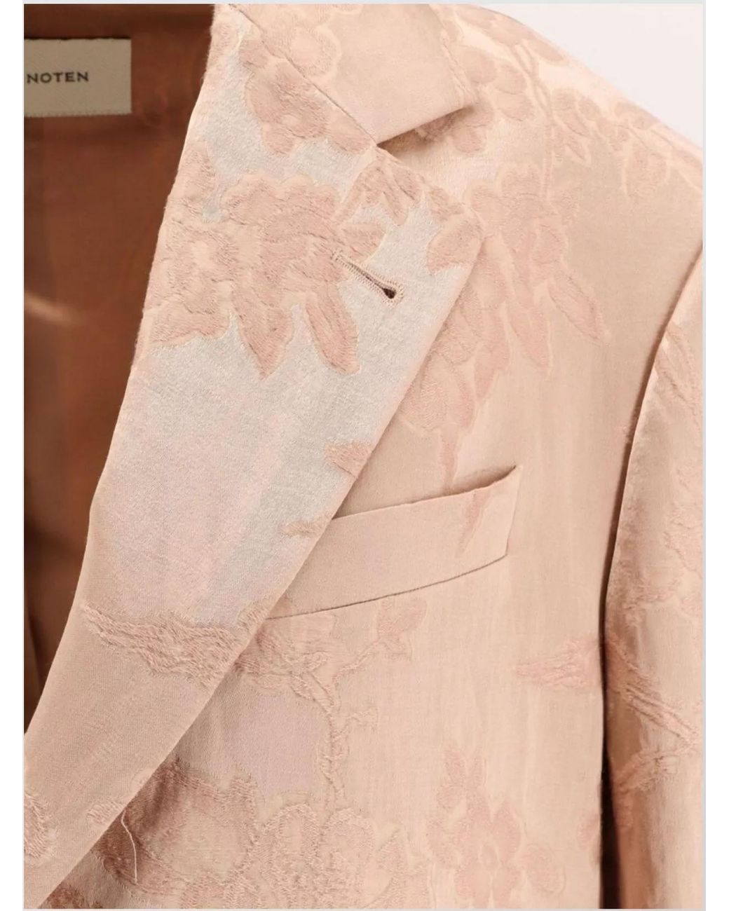 Dries Van Noten Natural Jacquard Linen Blend Blazer With Floral Motif