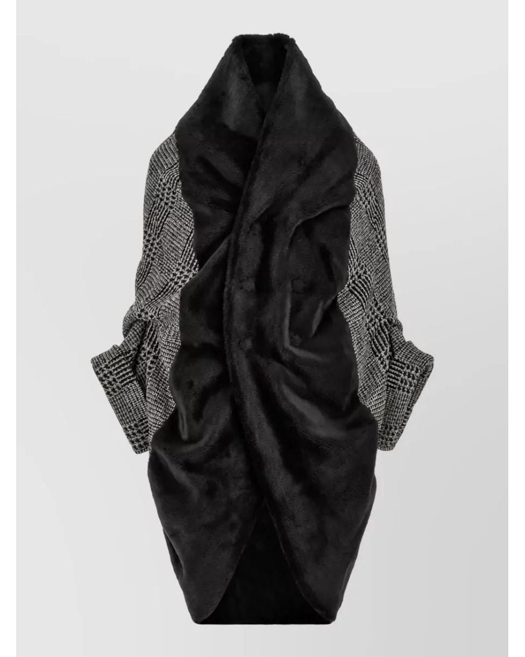 Junya Watanabe Black Oversized Draped Prince Of Wales Jacket