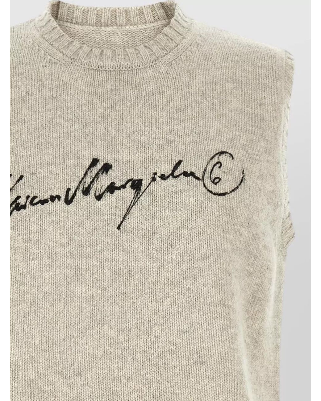 MM6 by Maison Margiela Natural Wool Logo-Print Sleeveless Jumper for men