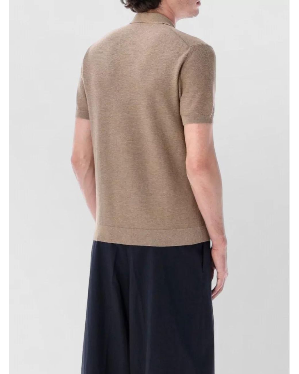 Lacoste Blue Bouclé Knit Short-Sleeve Polo Shirt for men