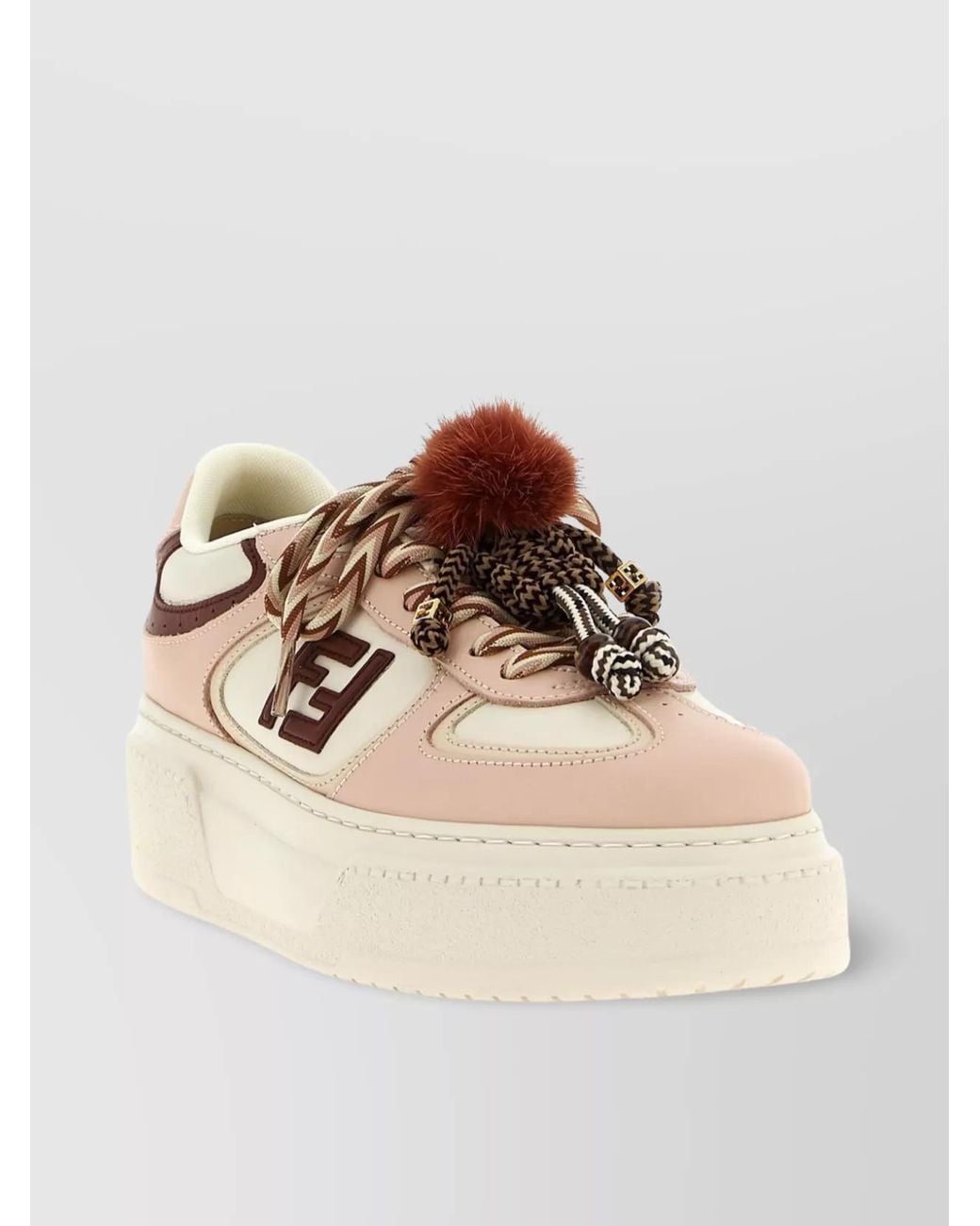 Fendi Natural Platform Logo Trainers