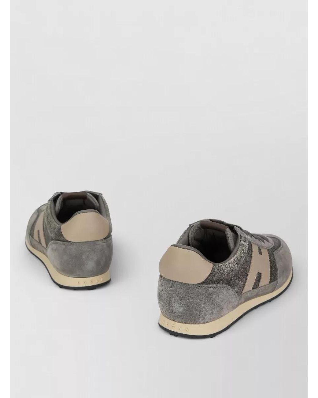 Hogan Gray Leather Lace-Up Sneakers for men