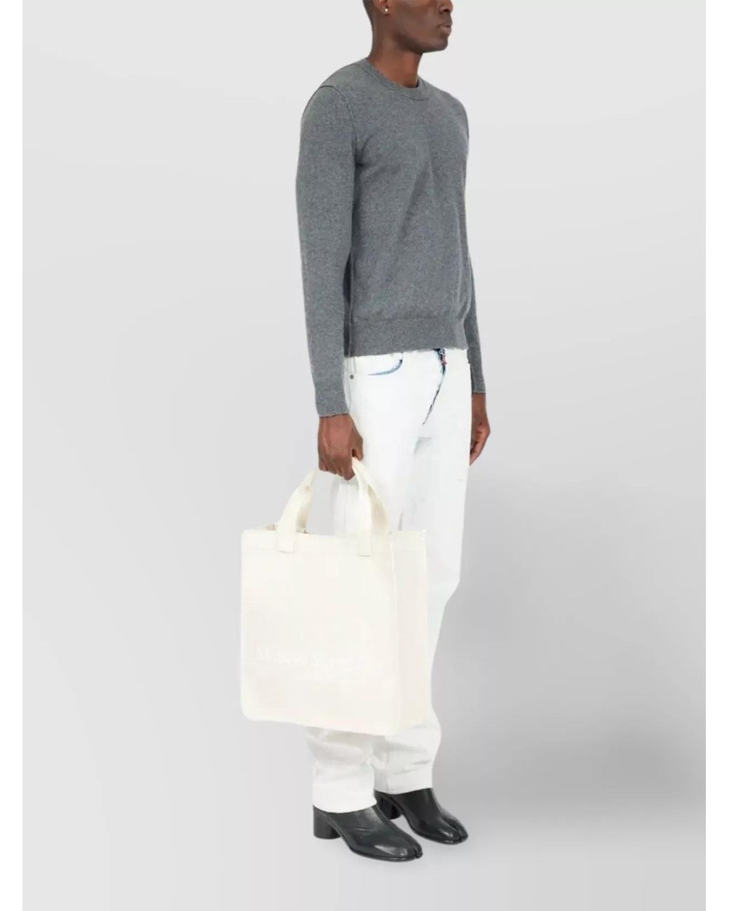 Maison Margiela Natural Vertical Cotton Tote Bag for men