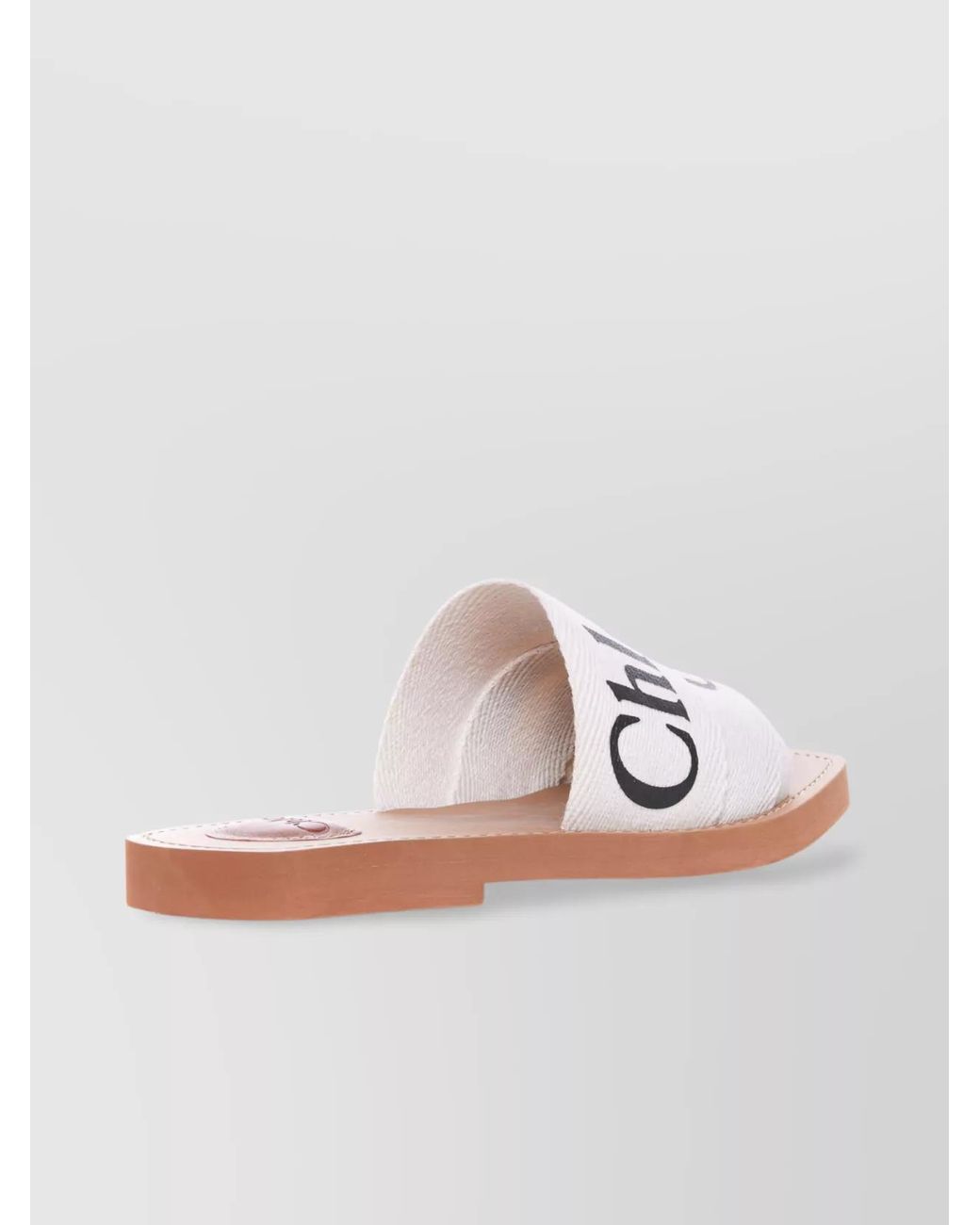 Chloé White Linen Logo-Print Sandals