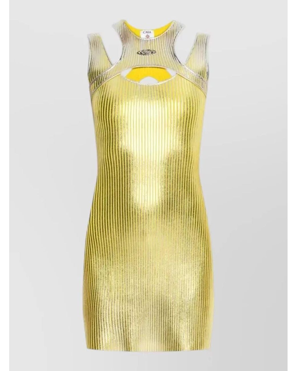 Casablanca Yellow Sleeveless Cutout Mini Dress