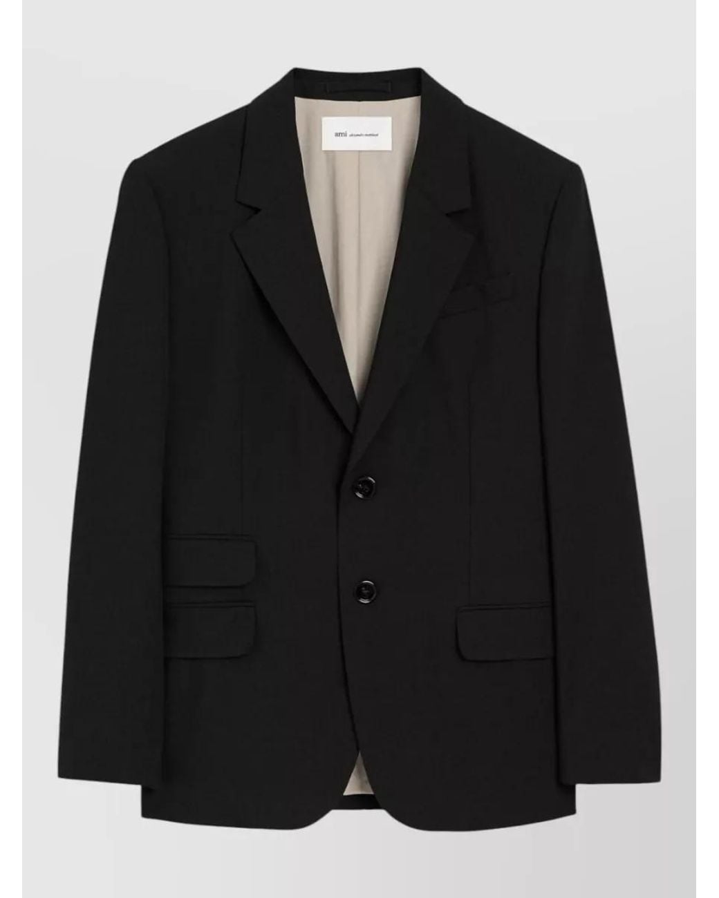 AMI Black Virgin Wool Single-Breasted Blazer for men